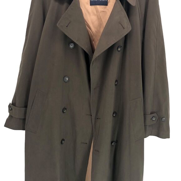 Ralph Ralph Lauren Mens Trench Coat 46 R Wool Blnd Removable Zip Out Liner Green - Picture 2 of 11